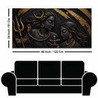 Sacred Lord Shiv Maa Parvati with Shivling Metallic Look 3D Canvas Wall Painting