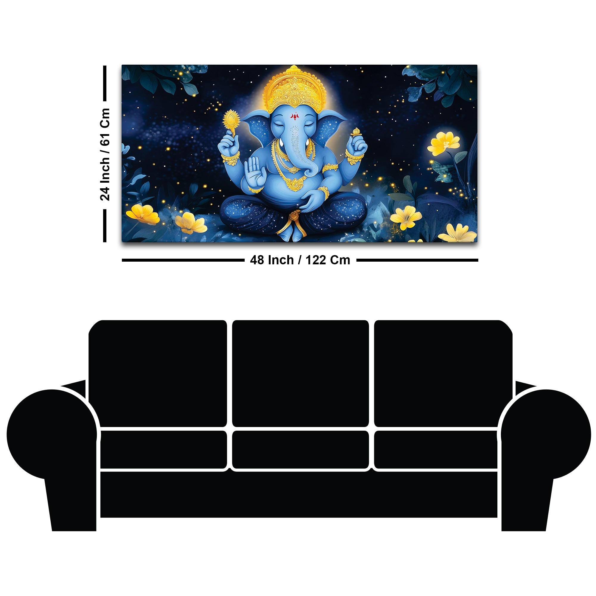 Sacred Lord Shri Ganesh Maditating Canvas Wall Painting – Divine Wall Art for Home & Office Spaces