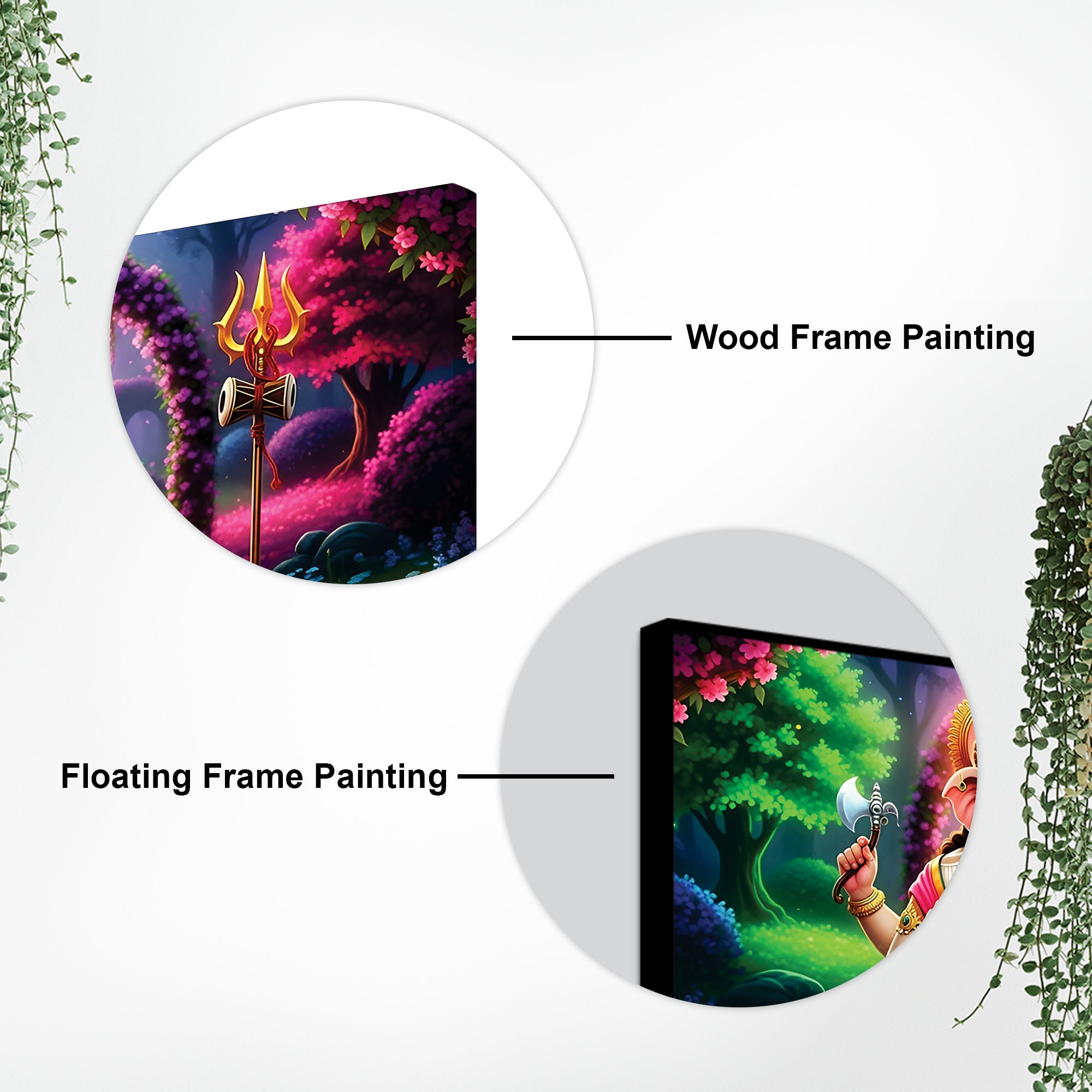 Sacred Lord Shri Ganesh Worshiping Lord Mahadev Shiva Lingam Premium Canvas Wall Painting for Home & Office Wall Decor – Modern Devotion Wall Art