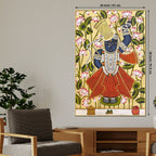 Sacred Lord Shrinathji Krishna Lotus Theme Pichwai Canvas Wall Painting