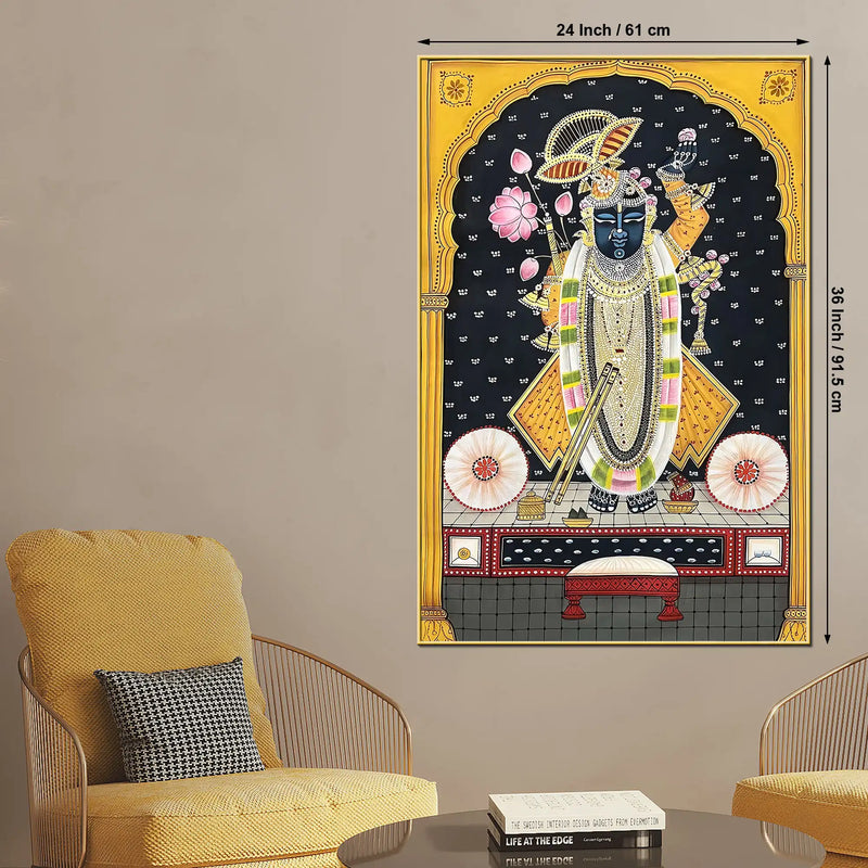 Sacred Nathdwara Darbar Shrinathji Spiritual Canvas Wall Painting