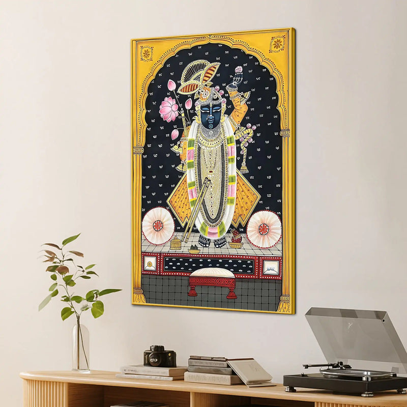 Sacred Nathdwara Darbar Shrinathji Spiritual Canvas Wall Painting
