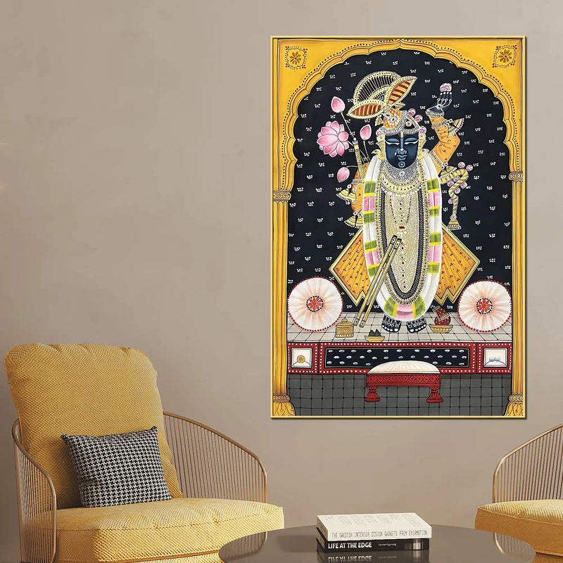 Sacred Nathdwara Darbar Shrinathji Spiritual Canvas Wall Painting