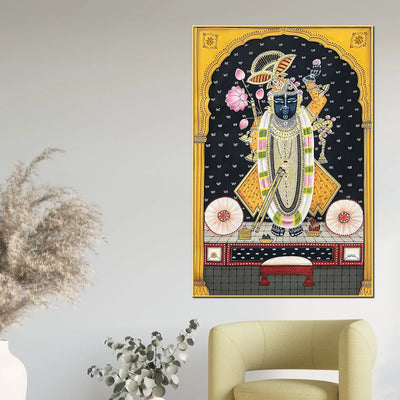 Sacred Nathdwara Darbar Shrinathji Spiritual Canvas Wall Painting