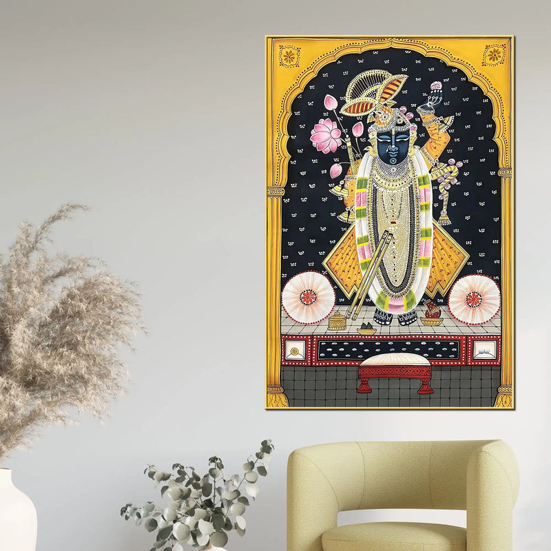 Sacred Nathdwara Darbar Shrinathji Spiritual Canvas Wall Painting