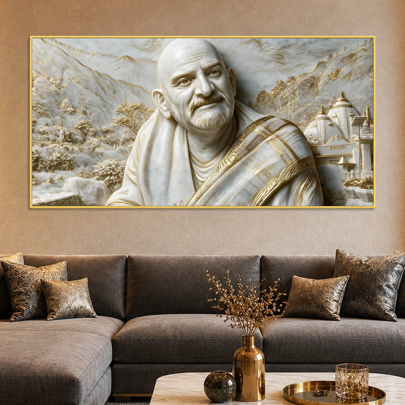 Sacred Neem Karoli Baba Maharaj Ji Sacred Temple 3D Canvas Wall Painting
