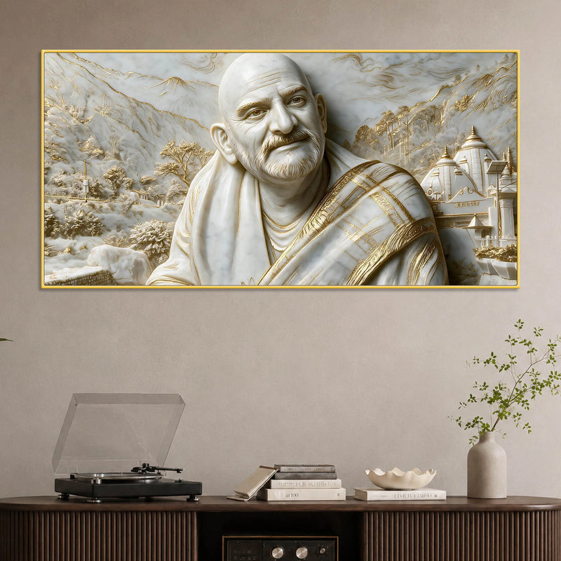 Sacred Neem Karoli Baba Maharaj Ji Sacred Temple 3D Canvas Wall Painting