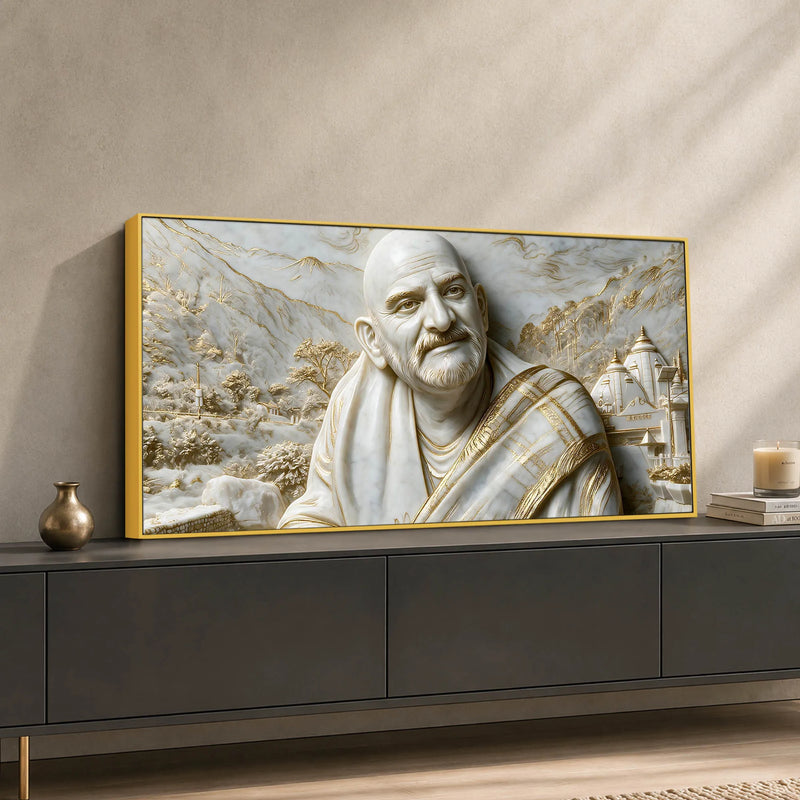 Sacred Neem Karoli Baba Maharaj Ji Sacred Temple 3D Canvas Wall Painting