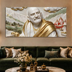 Sacred Neem Karoli Baba with Himalayan Temple 3D Canvas Wall Painting