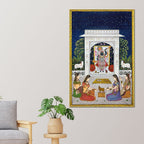 Sacred Night Darshan of Shrinathji in the Temple Pichwai Canvas Wall Painting
