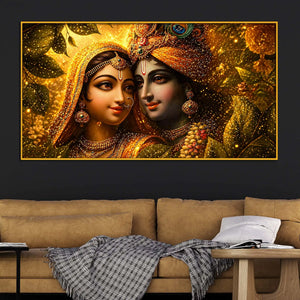 Sacred Radha Krishna Crystal Floating Frame Wall Painting