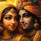 Sacred Radha Krishna Crystal Floating Frame Wall Painting