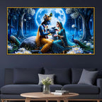 Sacred Radha Krishna Moonlit Floating Frame Crystal Wall Painting