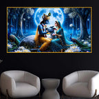 Sacred Radha Krishna Moonlit Floating Frame Crystal Wall Painting