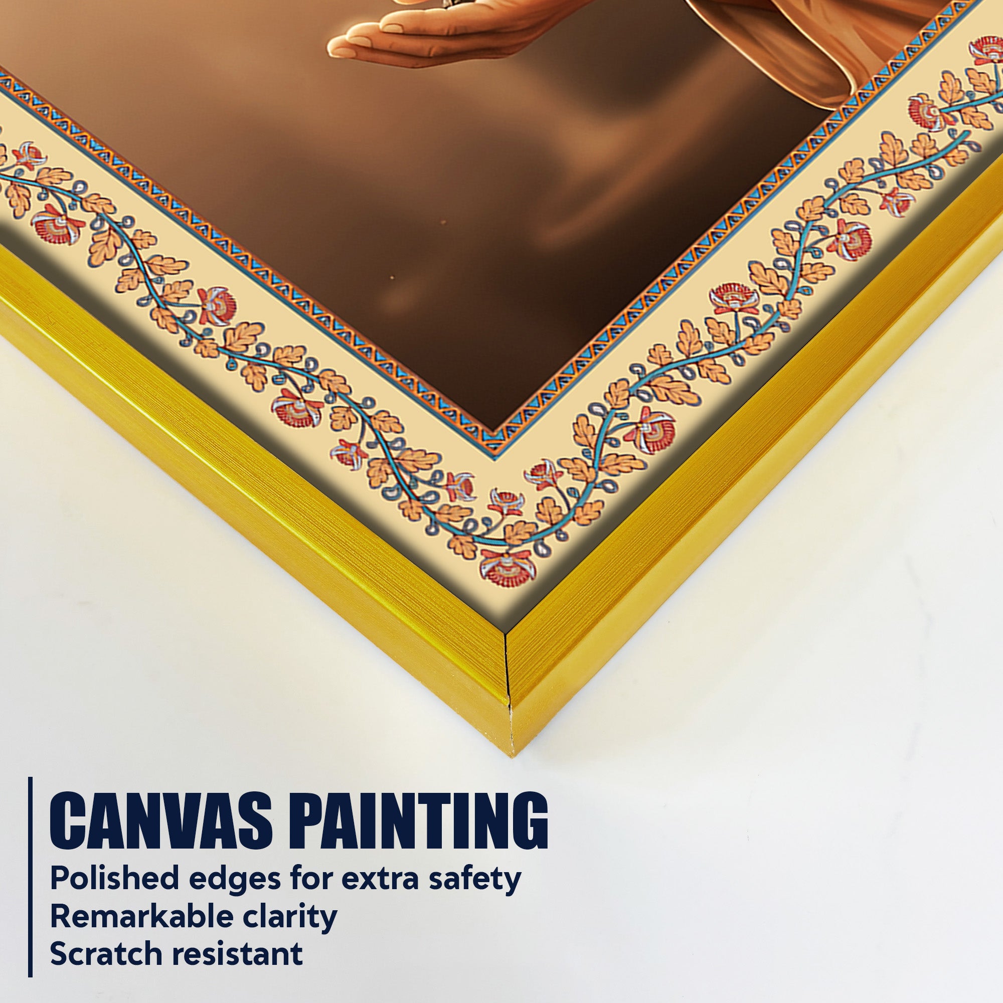 Sacred Shirdi Sai Baba Floral Border Canvas Wall Painting