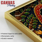 Sacred Shree Radha Krishna Floral Embroidery Tanjore Style 3D Canvas Wall Painting
