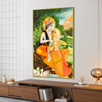 Sacred Shree Radha Krishna Love Canvas Wall Painting for Home & Temple