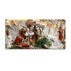 Sacred Shree Radha Krishna Playing Flute with Peacocks & Cows 3D Canvas Wall Painting