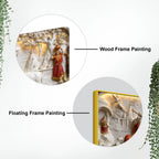 Sacred Shree Radha Krishna Playing Flute with Peacocks & Cows 3D Canvas Wall Painting