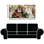 Sacred Shree Radha Krishna Playing Flute with Peacocks & Cows 3D Canvas Wall Painting