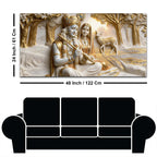 Sacred Shree Radha Krishna with Deer in Golden Forest 3D Canvas Wall Painting