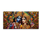 Sacred Shree Radha Krishna with Ornate Gemstones 3D Canvas Wall Painting