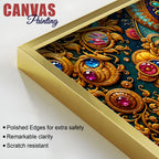 Sacred Shree Radha Krishna with Ornate Gemstones 3D Canvas Wall Painting