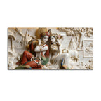 Sacred Shree Radha Krishna with Peacock & Cow 3D Canvas Wall Painting