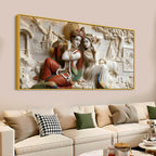 Sacred Shree Radha Krishna with Peacock & Cow 3D Canvas Wall Painting