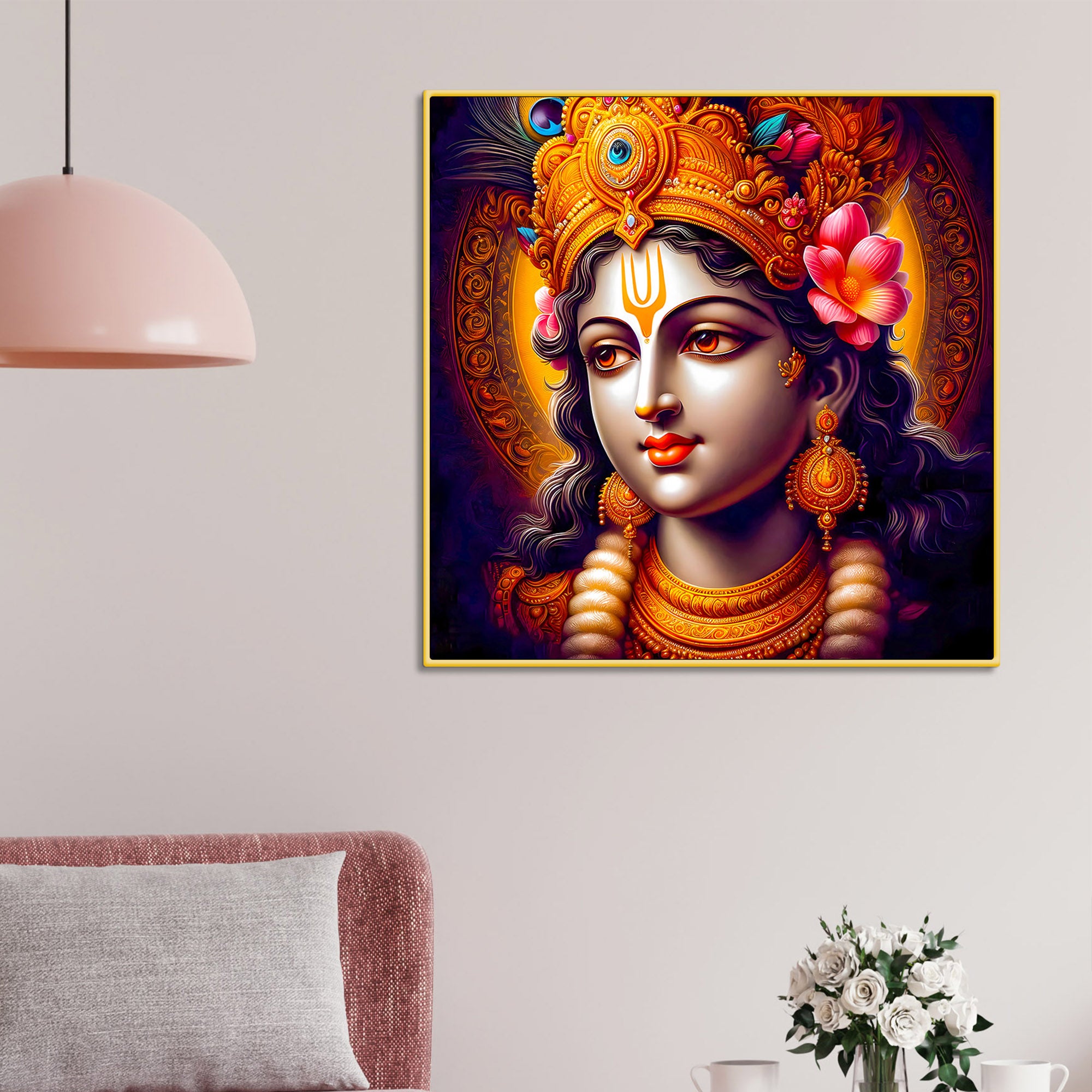 Sacred Shri Krishna Canvas Wall Painting for Home