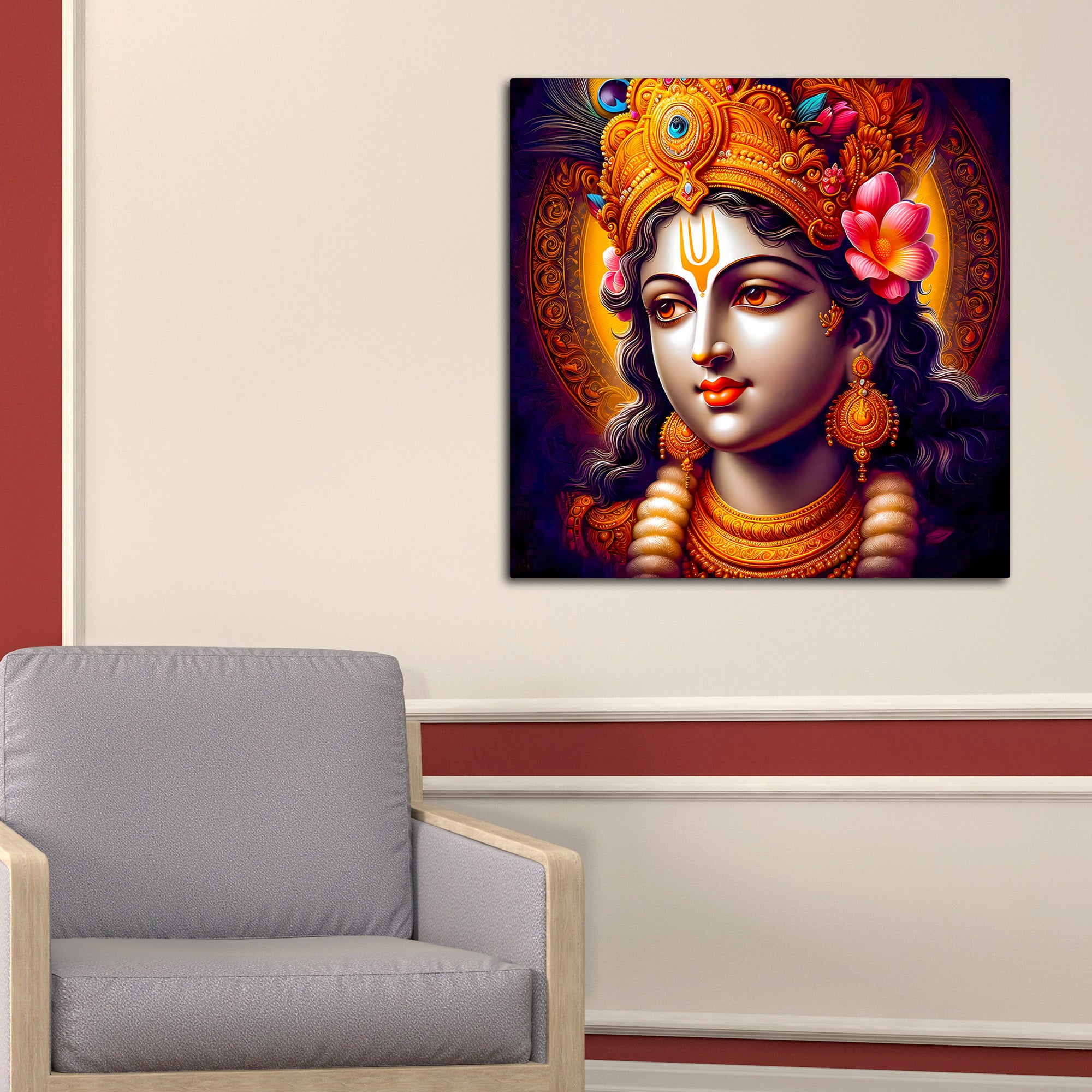 Sacred Shri Krishna Canvas Wall Painting for Home