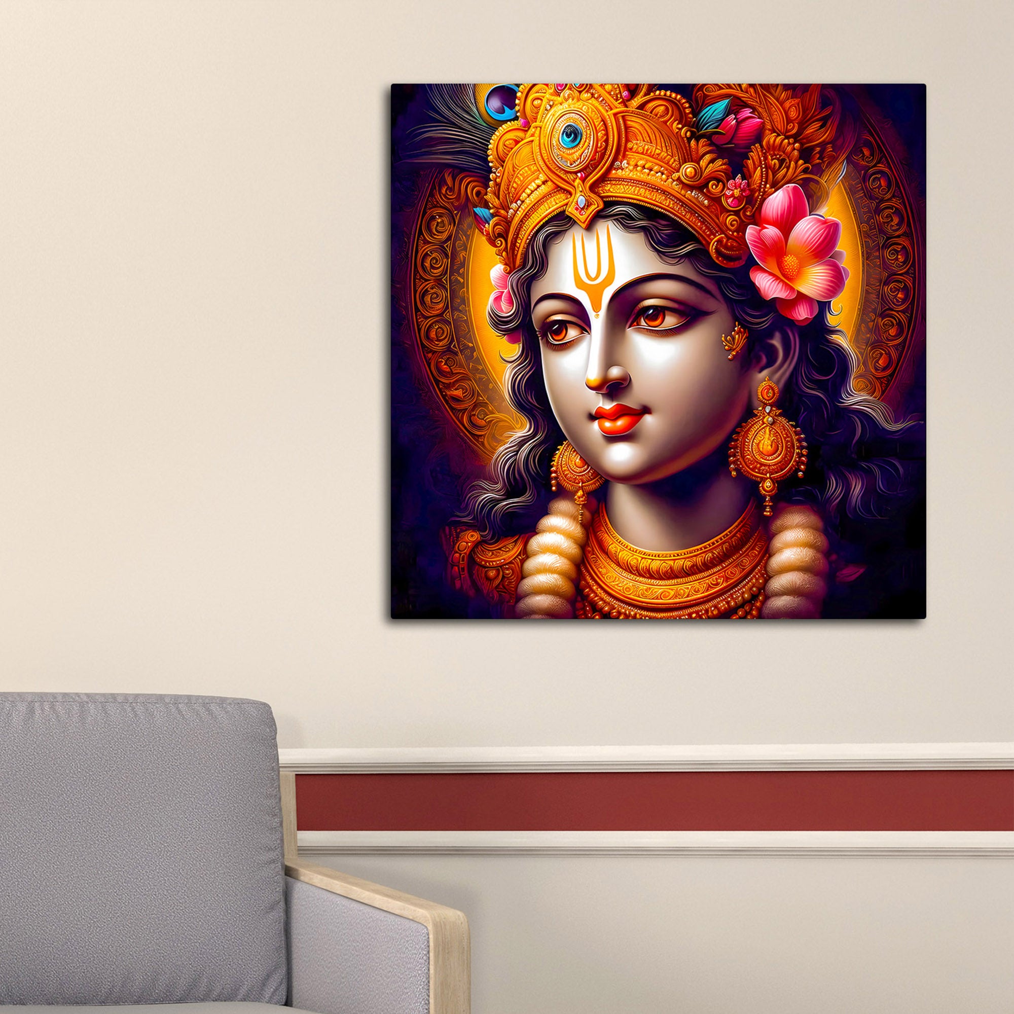 Sacred Shri Krishna Canvas Wall Painting for Home