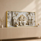 Sacred Shri Ram Darbar with Devotee Hanumanji 3D Canvas Wall Painting