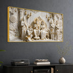 Sacred Shri Ram Darbar with Devotee Hanumanji 3D Canvas Wall Painting