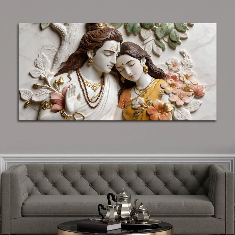 Sacred Shri Sita Ramji Eternal Bond 3D Canvas Wall Painting