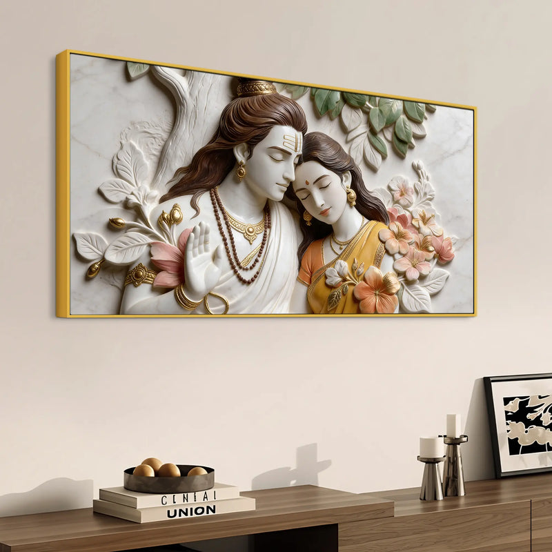Sacred Shri Sita Ramji Eternal Bond 3D Canvas Wall Painting