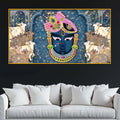 Sacred Shrinath Ji with Gau Mata Painting Crystal Glass Wall Décor for Positive Energy Home