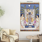 Sacred Shrinath Ji with Priests Traditional Nathdwara Pichwai Canvas Wall Painting