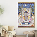 Sacred Shrinath Ji with Priests Traditional Nathdwara Pichwai Canvas Wall Painting