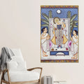 Sacred Shrinath Ji with Priests Traditional Nathdwara Pichwai Canvas Wall Painting
