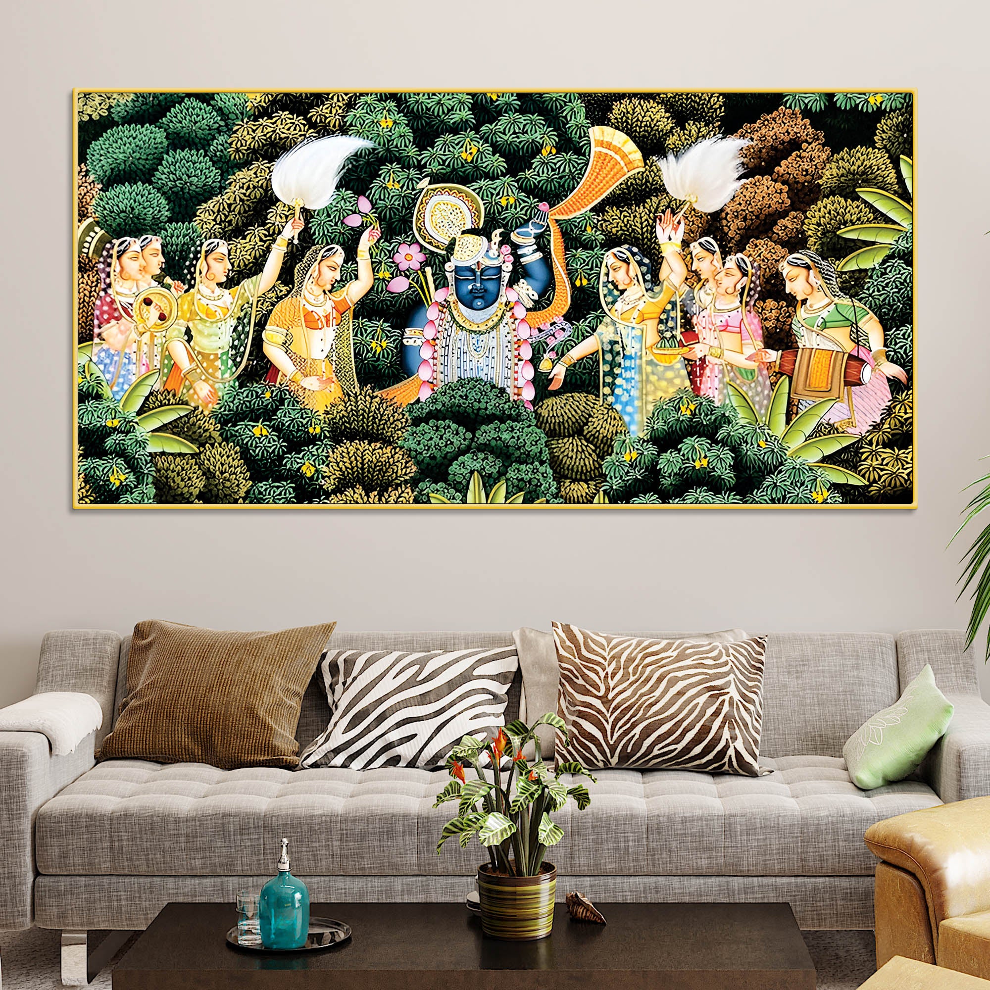 Sacred Shrinathji Pichwai Art Canvas Wall Painting