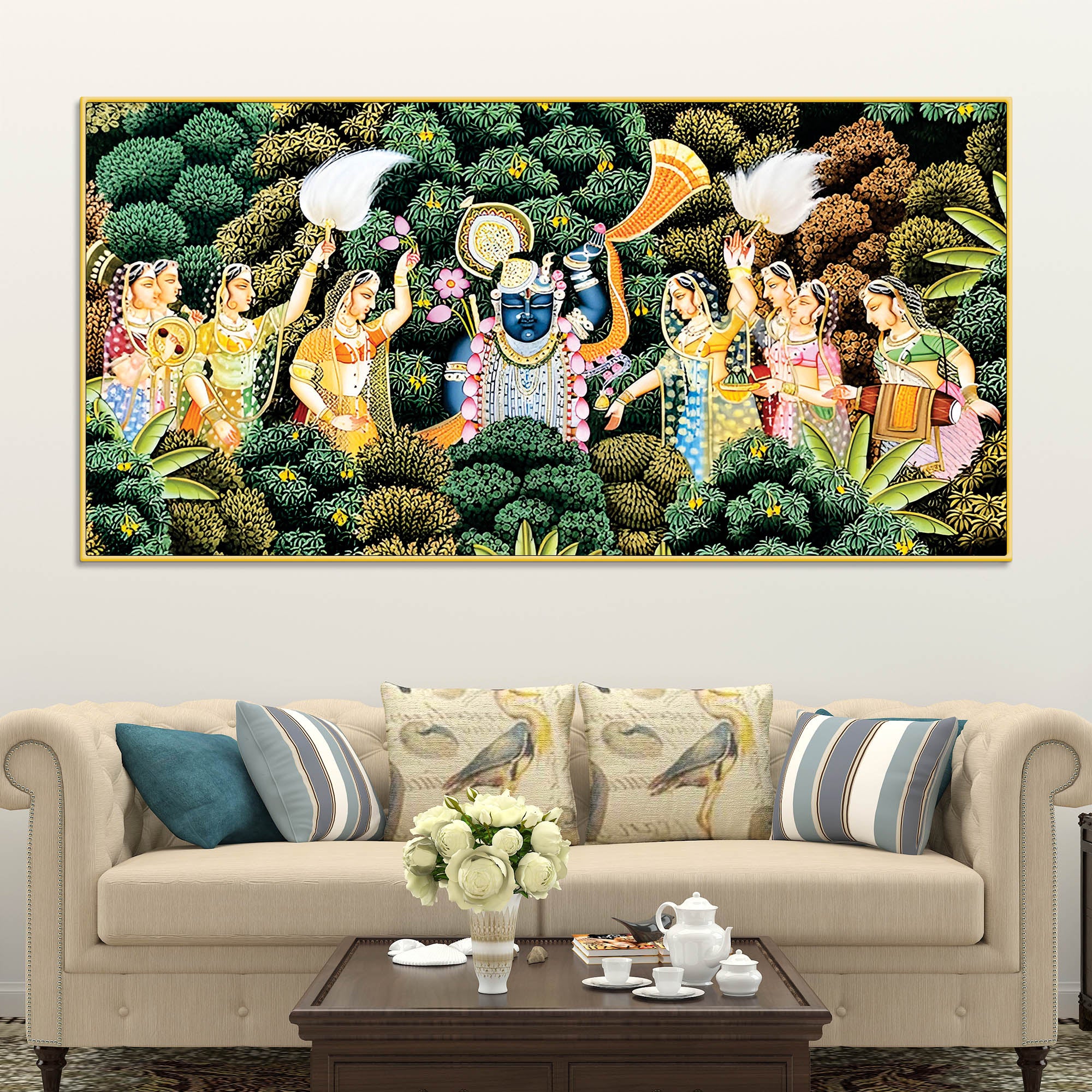 Sacred Shrinathji Pichwai Art Canvas Wall Painting