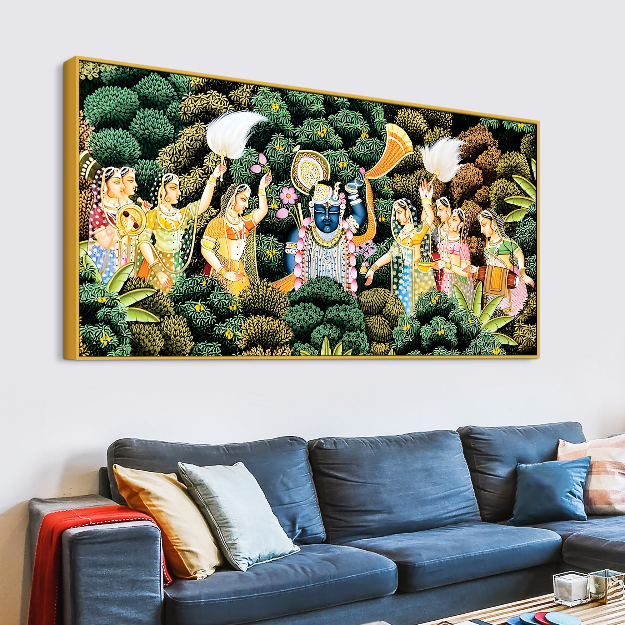 Sacred Shrinathji Pichwai Art Canvas Wall Painting