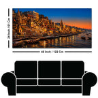 Sacred Temple Glow of Varanasi Canvas Painting for Home Decor