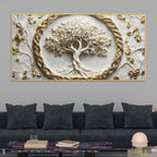 Sacred Tree of Life with Golden Celtic Circle 3D Canvas Wall Painting