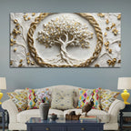 Sacred Tree of Life with Golden Celtic Circle 3D Canvas Wall Painting