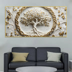 Sacred Tree of Life with Golden Celtic Circle 3D Canvas Wall Painting