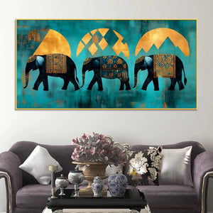 sacred-trio-elephants-of-strength-wisdom-and-unity-canvas-wall-painting