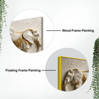 Sacred White Elephant Family with Golden Embellishments 3D Canvas Wall Painting