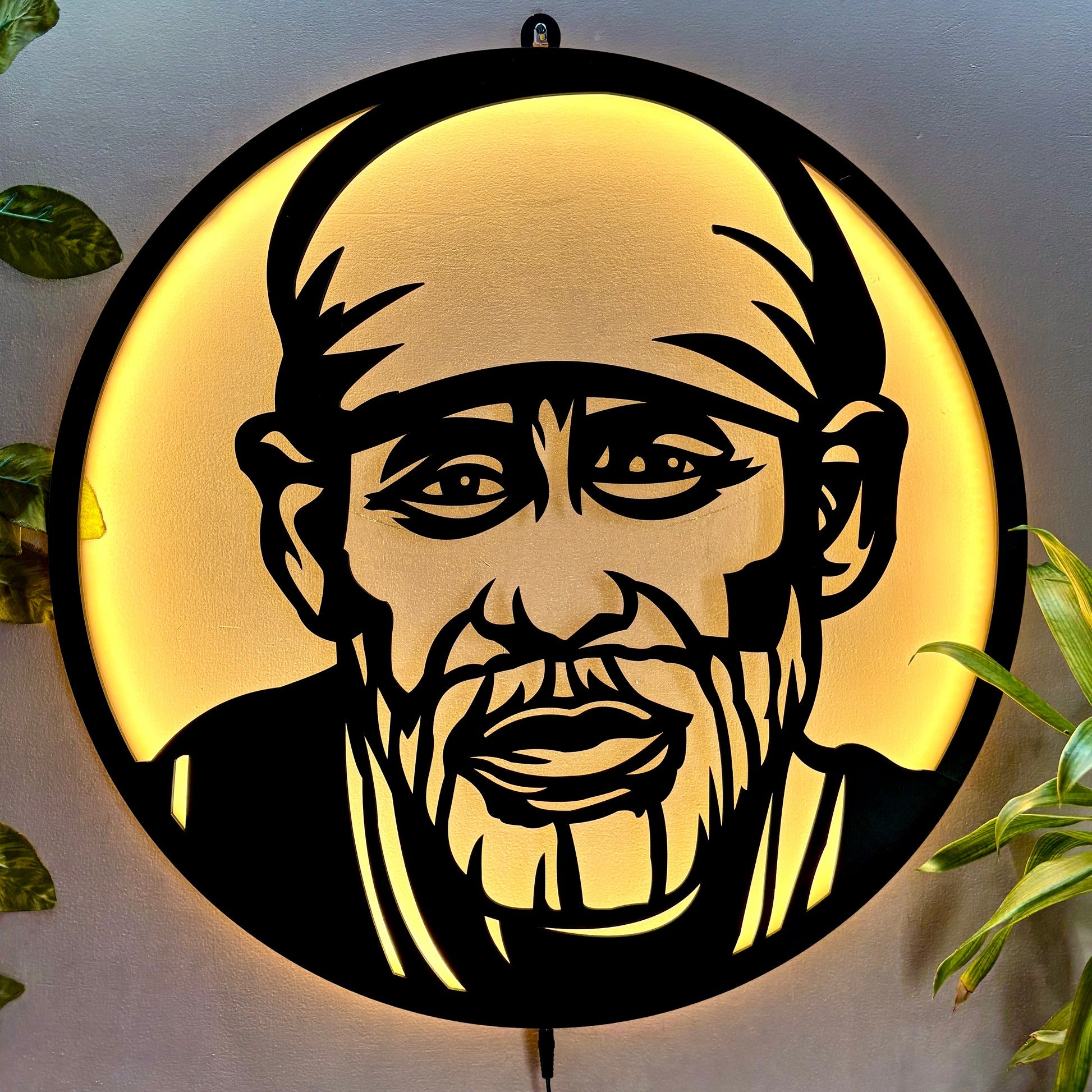 Sai Baba LED Wall Hanging Light for Temple and Wall Decor